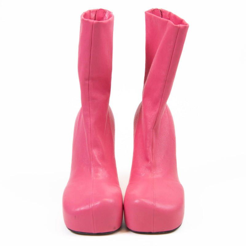 Bottega Veneta Pink Lambskin BV Bold Boots 38.5