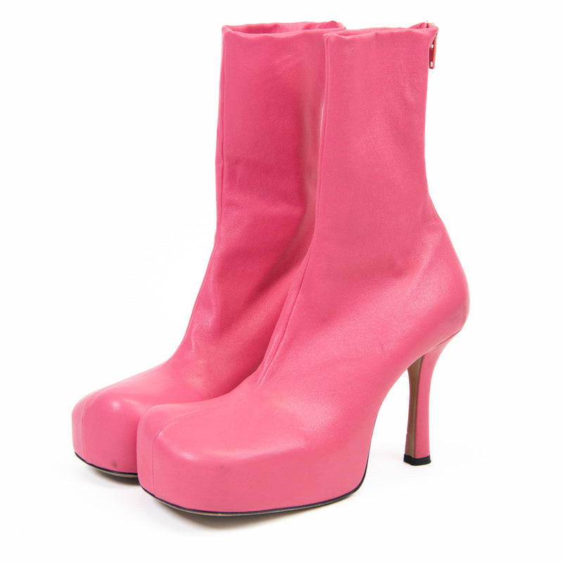 Bottega Veneta Pink Lambskin BV Bold Boots 38.5