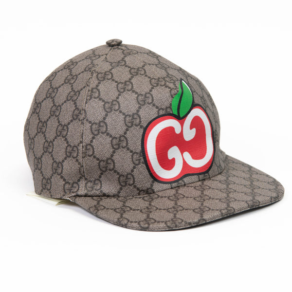 Gucci  Red and Beige GG Supreme Monogram Apple Print Baseball Hat 57