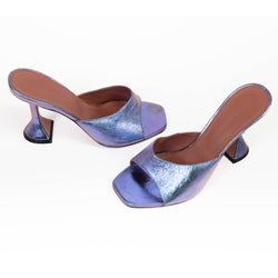 Amina Muaddi Purple Iridescent Caroline Slipper Heels 38.5