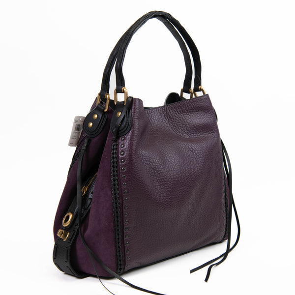 Coach Purple Buffalo Leather and Suede Edie Shoulder Bag