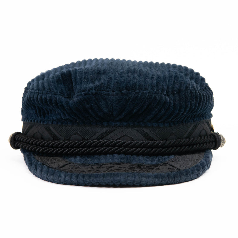 Zadig & Voltaire Navy Blue Corduroy Newsboy Cap