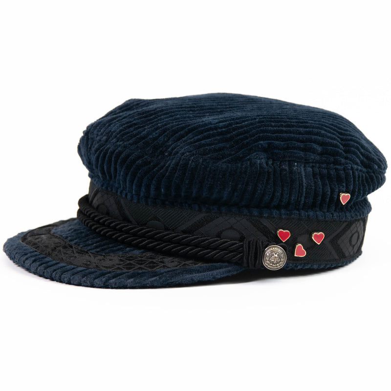 Zadig & Voltaire Navy Blue Corduroy Newsboy Cap