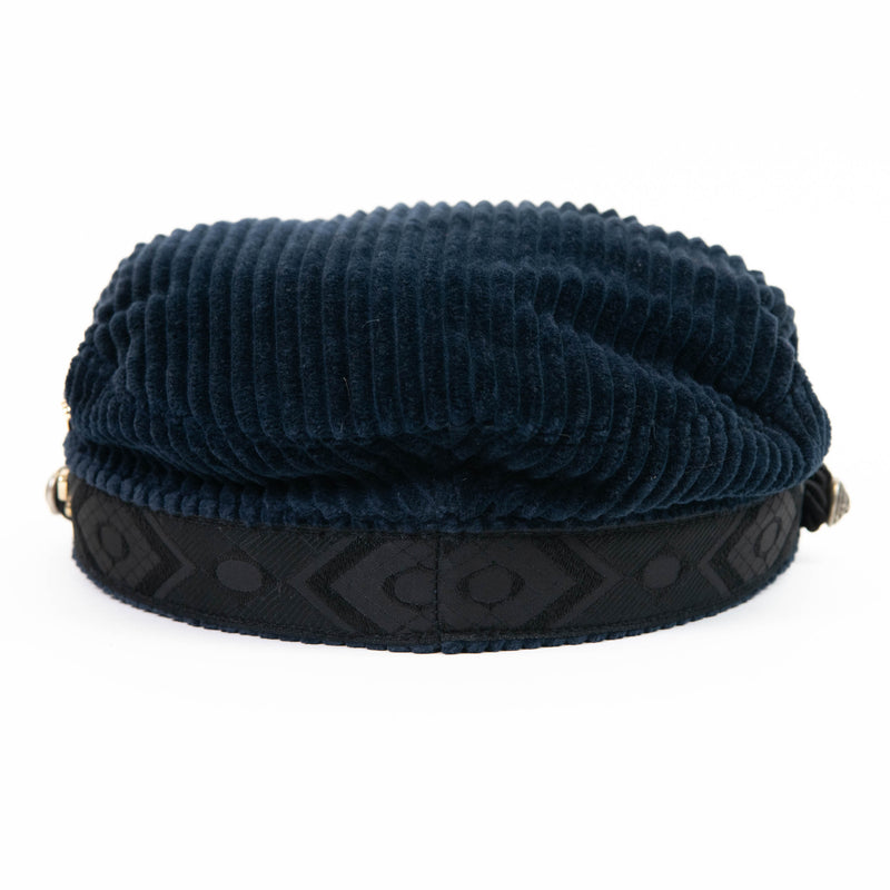 Zadig & Voltaire Navy Blue Corduroy Newsboy Cap