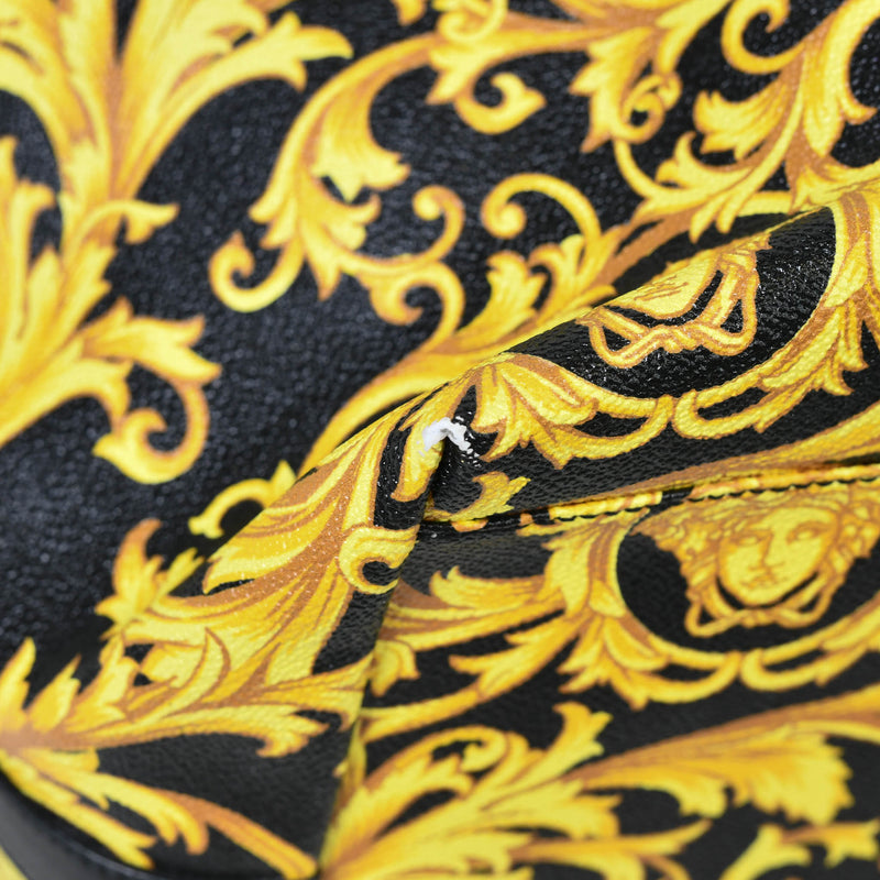 Versace Black & Yellow Borocco Print Coated Canvas Tote