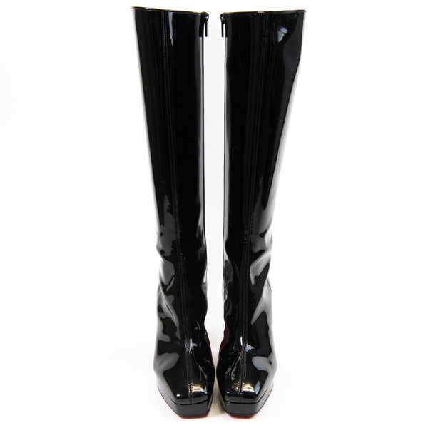 Christian Louboutin Black Alleo 90 patent leather knee-high boots 37.5