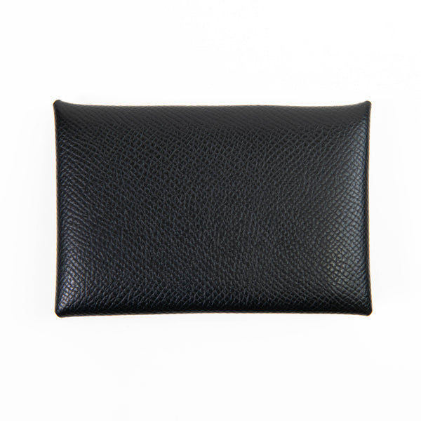 Hermes Black Epsom Leather Calvi Card Case