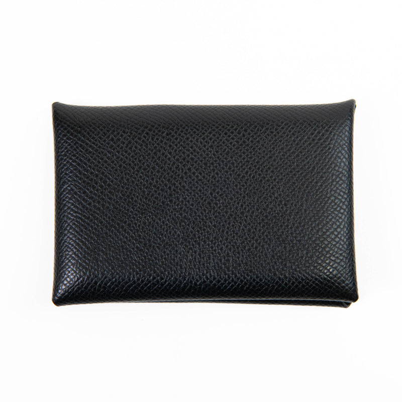 Hermes Black Epsom Leather Calvi Card Case