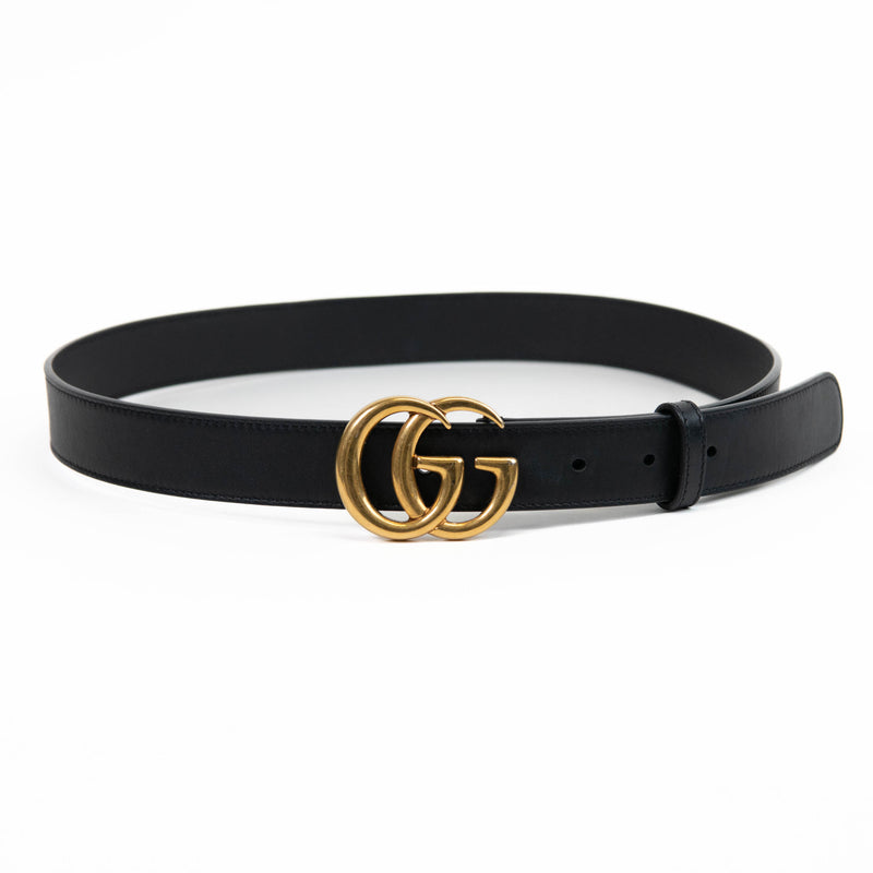 Gucci Black Calfskin Double G 20mm Belt 85