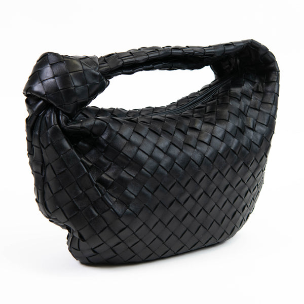 Bottega Veneta Black Leather Intrecciato Large Jodie Shoulder Bag