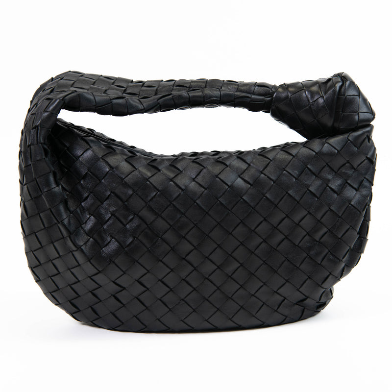 Bottega Veneta Black Leather Intrecciato Large Jodie Shoulder Bag