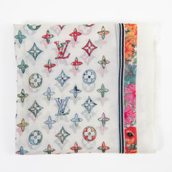 Louis Vuitton Cotton Multicolored Garden Square Floral Scarf