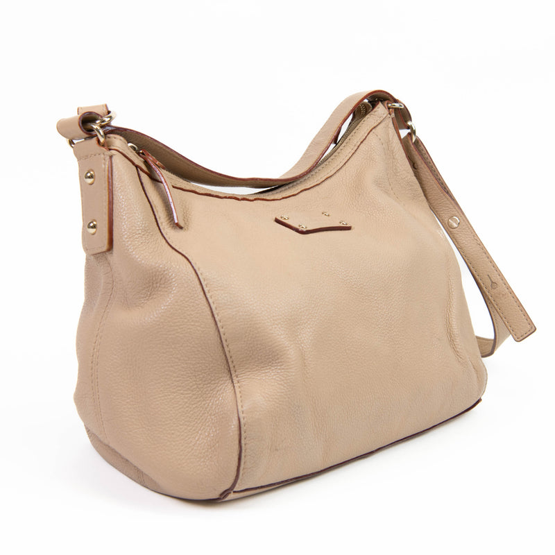 Kate Spade Beige Pebbled Leather Hobo Bag