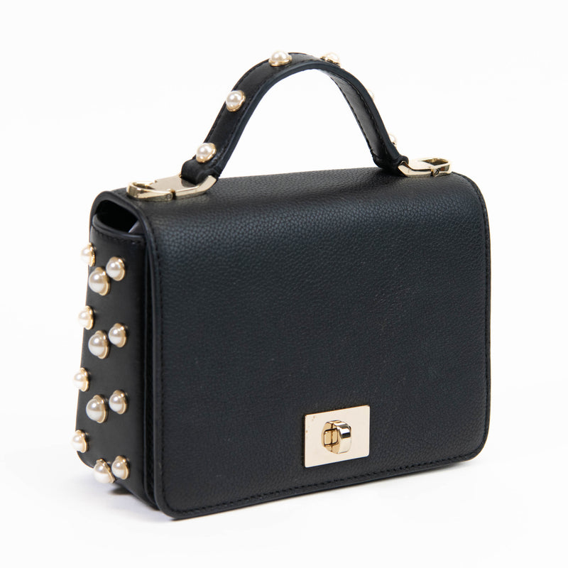 Kate Spade New York Black Leather Serrano Place Pearl Maisie Crossbody Bag