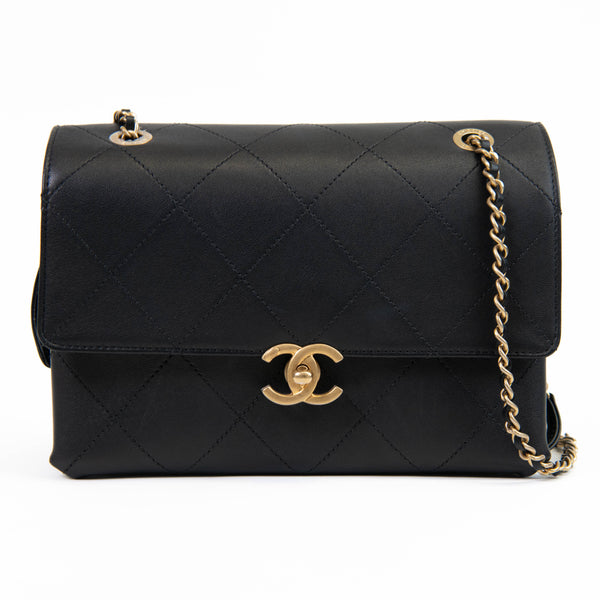 Chanel  Black Lambskin Sleek And Chic Flap Bag 2020