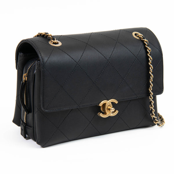 Chanel  Black Lambskin Sleek And Chic Flap Bag 2020