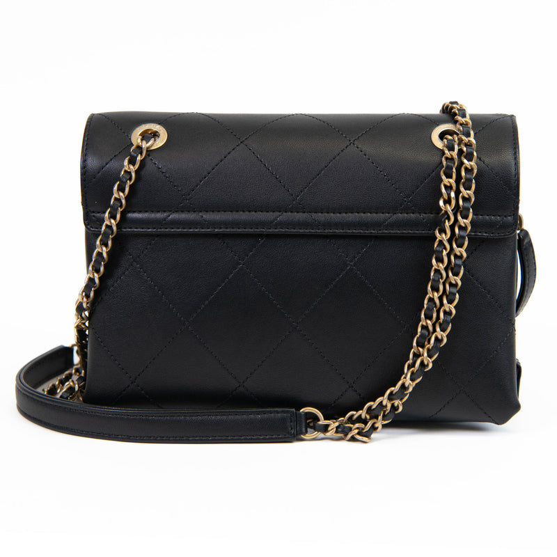 Chanel  Black Lambskin Sleek And Chic Flap Bag 2020