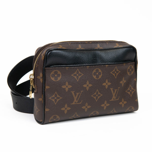 Louis Vuitton Brown Monogram Coated Canvas Uniformes Black Leather Belt Bag