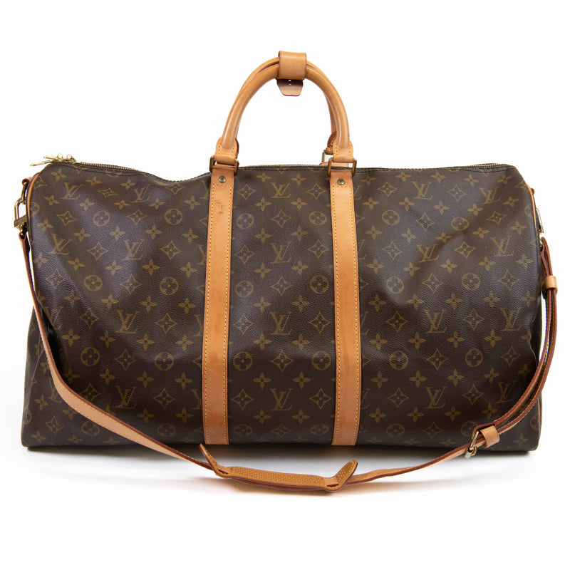 Louis Vuitton Brown Monogram Canvas Keepall Bandouliere 55