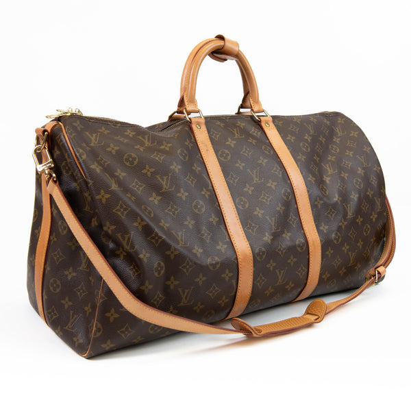 Louis Vuitton Brown Monogram Canvas Keepall Bandouliere 55