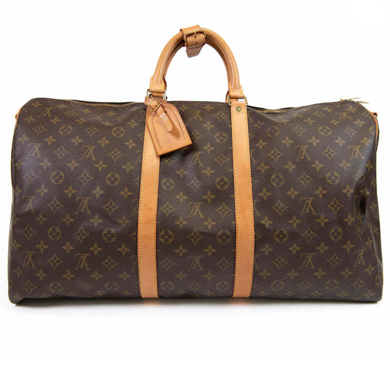 Louis Vuitton Brown Monogram Canvas Keepall Bandouliere 55