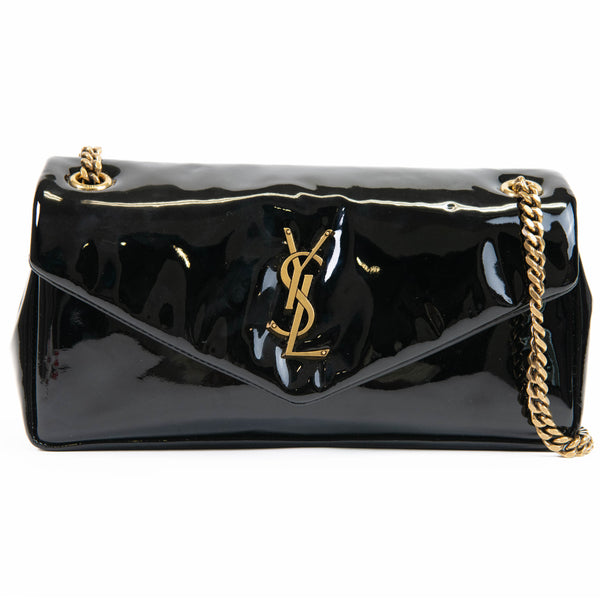 Saint Laurent Black Patent Leather Calfskin Calypso Shoulder Bag