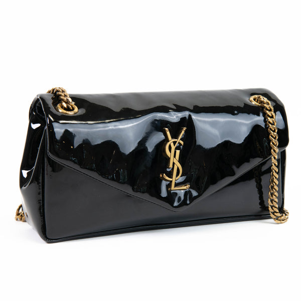 Saint Laurent Black Patent Leather Calfskin Calypso Shoulder Bag