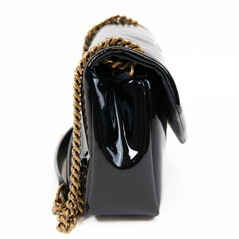 Saint Laurent Black Patent Leather Calfskin Calypso Shoulder Bag