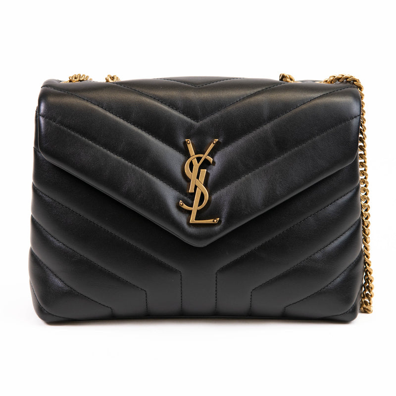 Saint Laurent Black Small Calfskin Y Quilted Monogram Small Loulou Chain Satchel