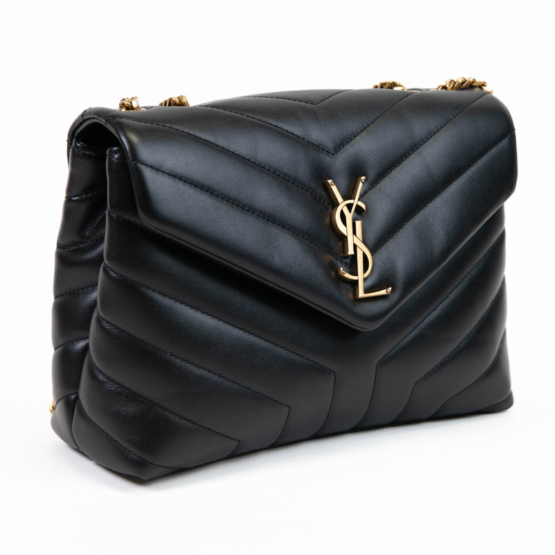 Saint Laurent Black Small Calfskin Y Quilted Monogram Small Loulou Chain Satchel