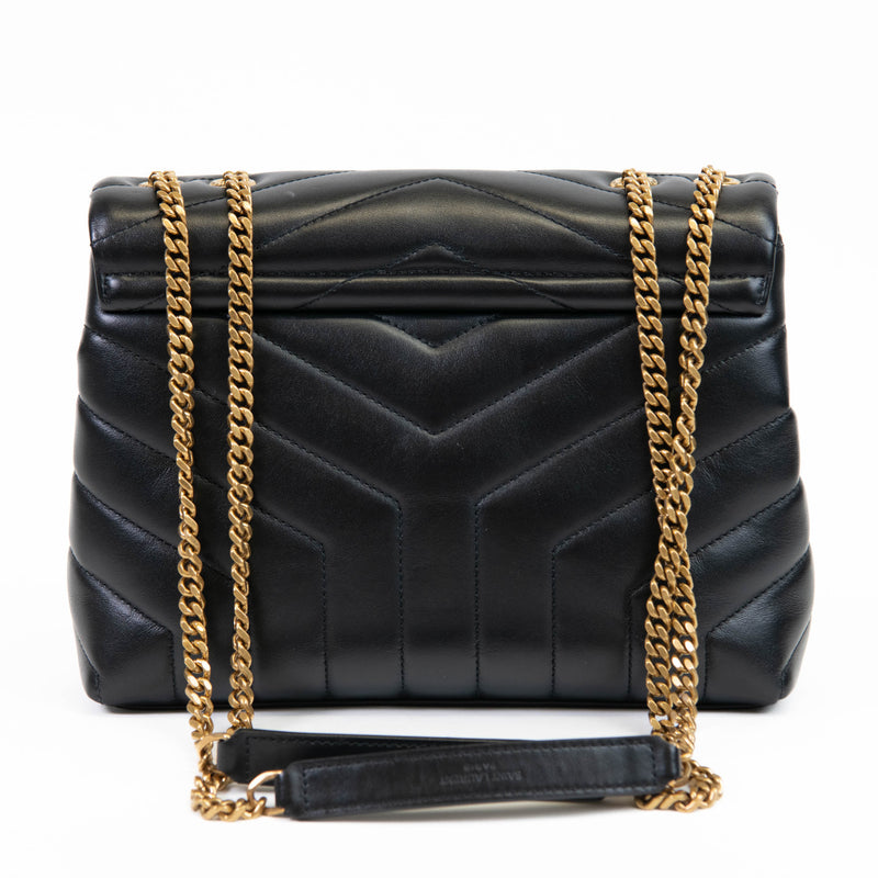 Saint Laurent Black Small Calfskin Y Quilted Monogram Small Loulou Chain Satchel