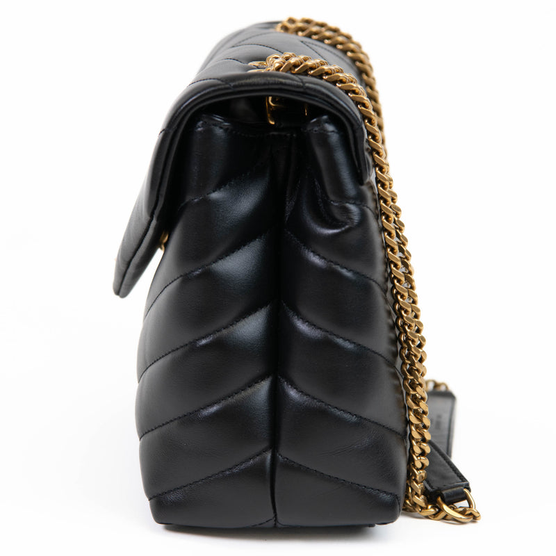 Saint Laurent Black Small Calfskin Y Quilted Monogram Small Loulou Chain Satchel