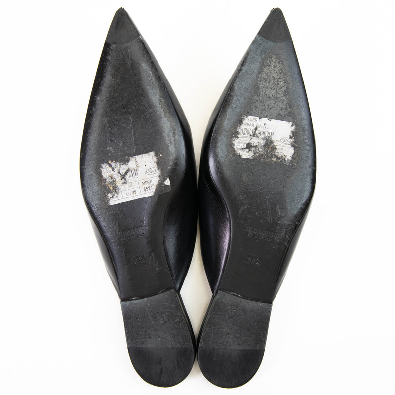 Jil Sander Black Leather Pointed Toe Mules 39.5