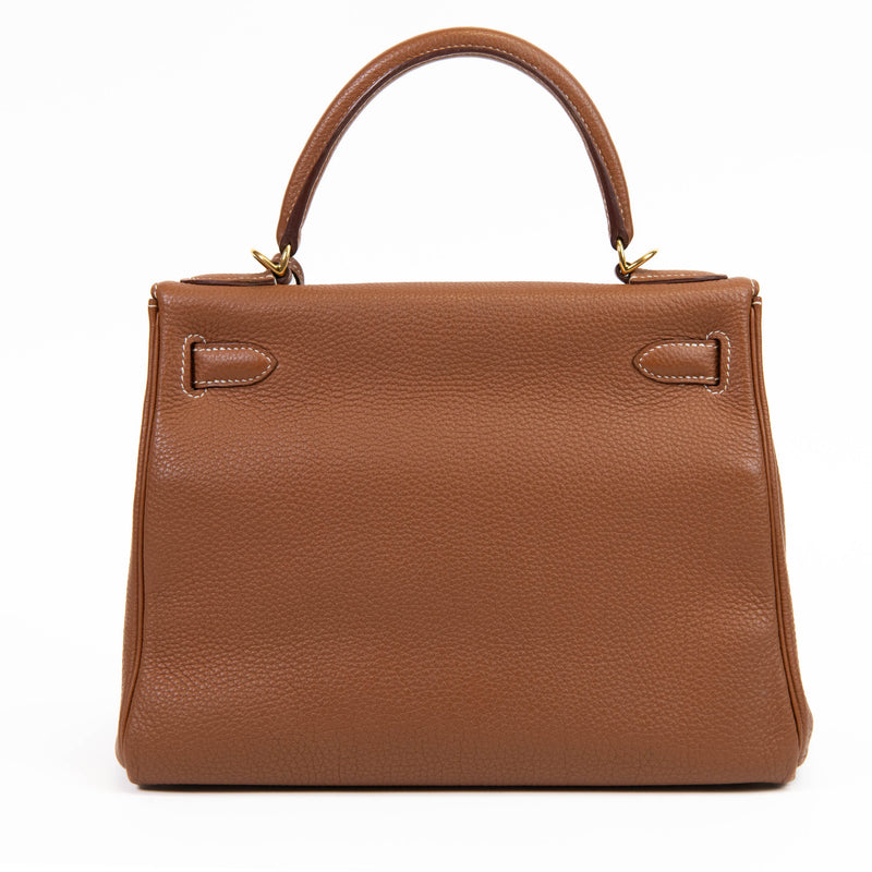 Hermes Gold Togo Leather Retourne Kelly 28cm Gold Hardware