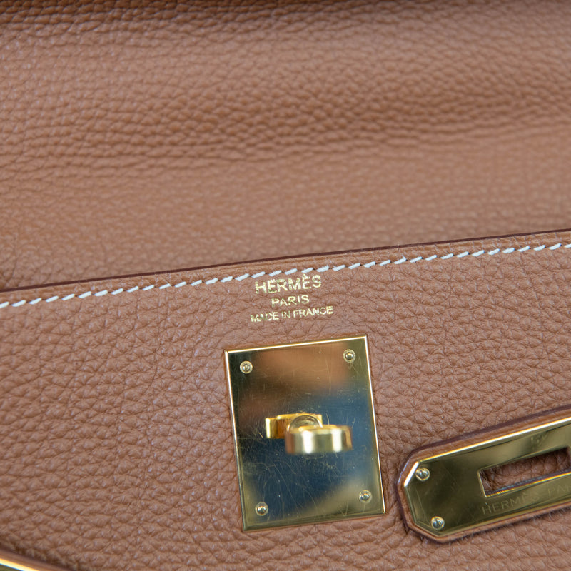 Hermes Gold Togo Leather Retourne Kelly 28cm Gold Hardware