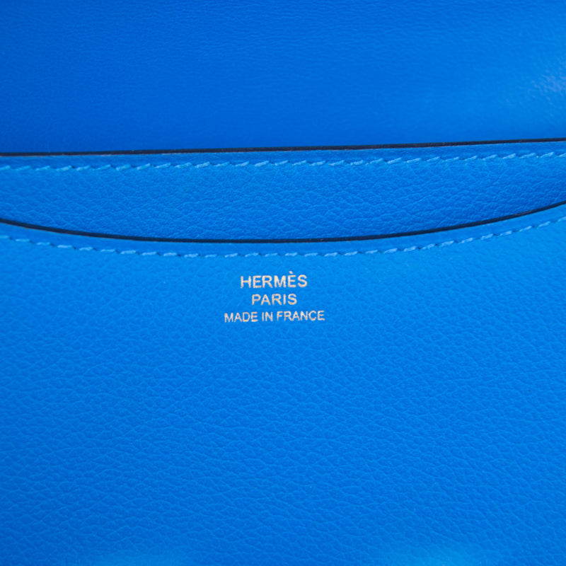 Hermes Blue Frida Evercolor Leather 18cm Constance Gold Hardware