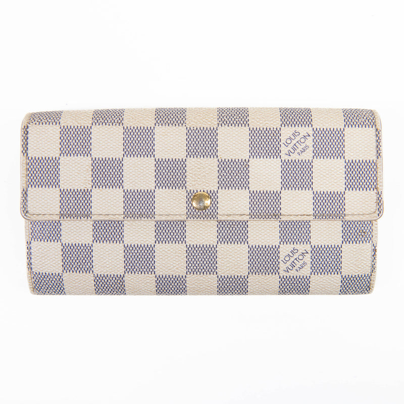 Louis Vuitton Cream and Blue Damier Azur Canvas Sarah Wallet