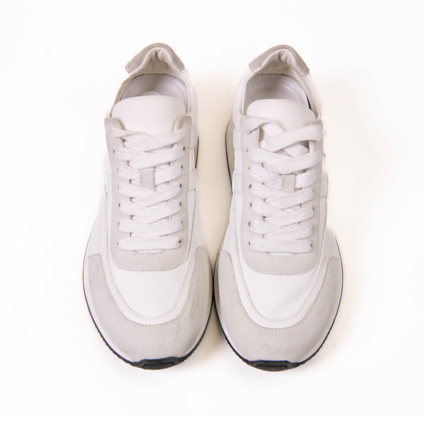 Hermès Boomerang Sneakers White/Gris Perle Epsom/Suede/Canvas Size 37