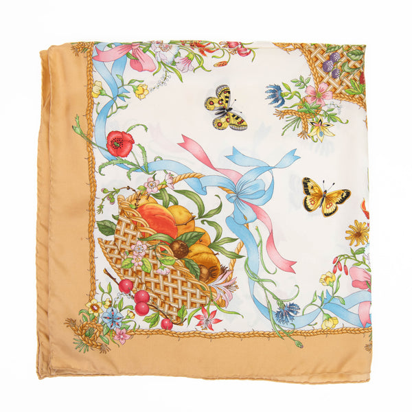 Gucci Multicolor Butterfly & Floral Silk Scarf