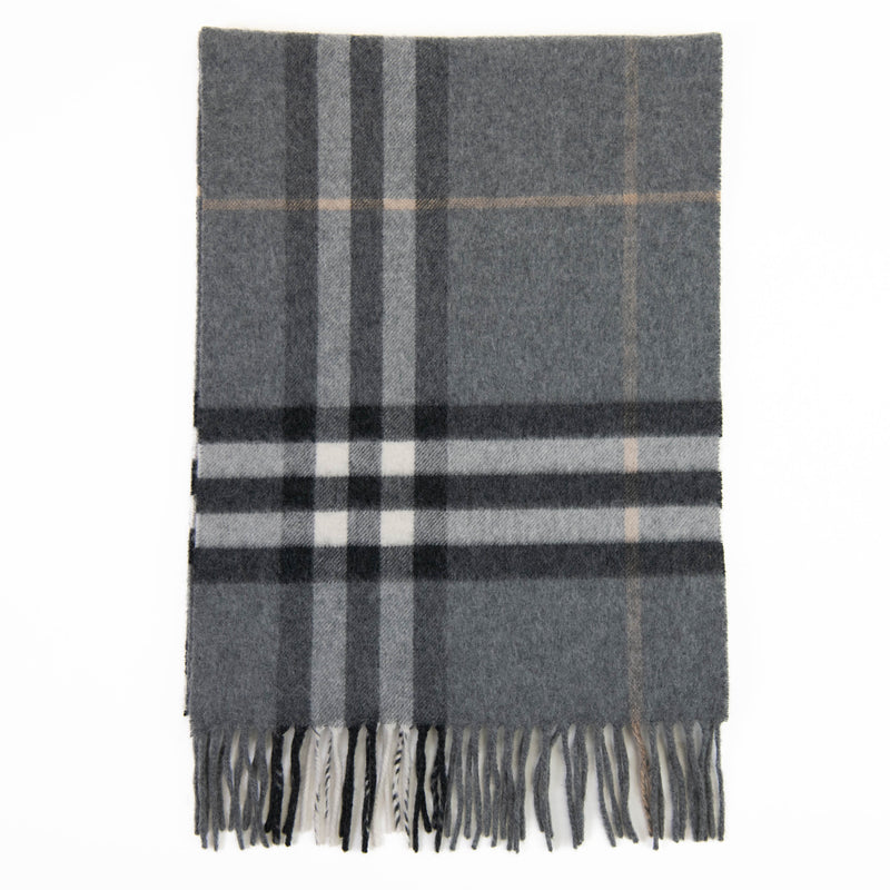 Burberry Scarf in Check Grey Cashmere