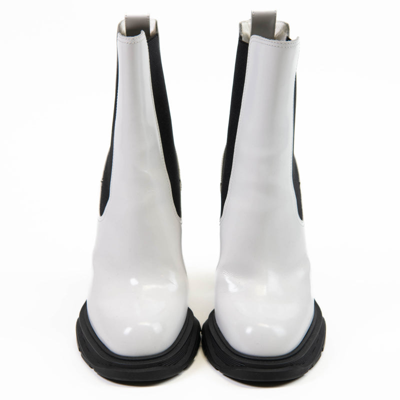 Alexander McQueen White Leather High Heeled Boots Size 36.5