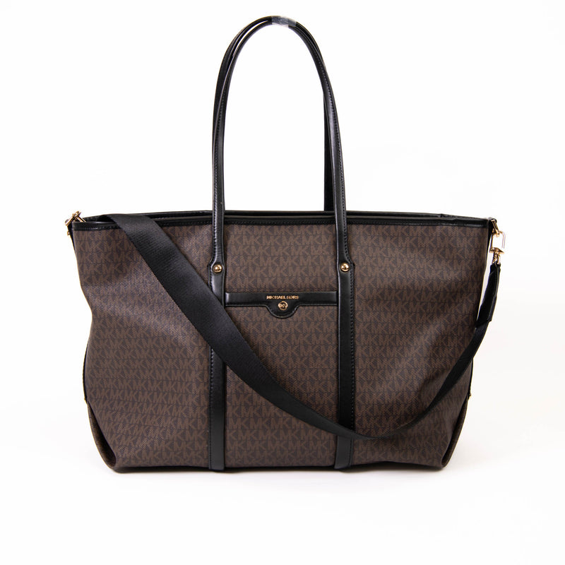 Michael Kors Brown Monogram Canvas Beck Large Tote Bag