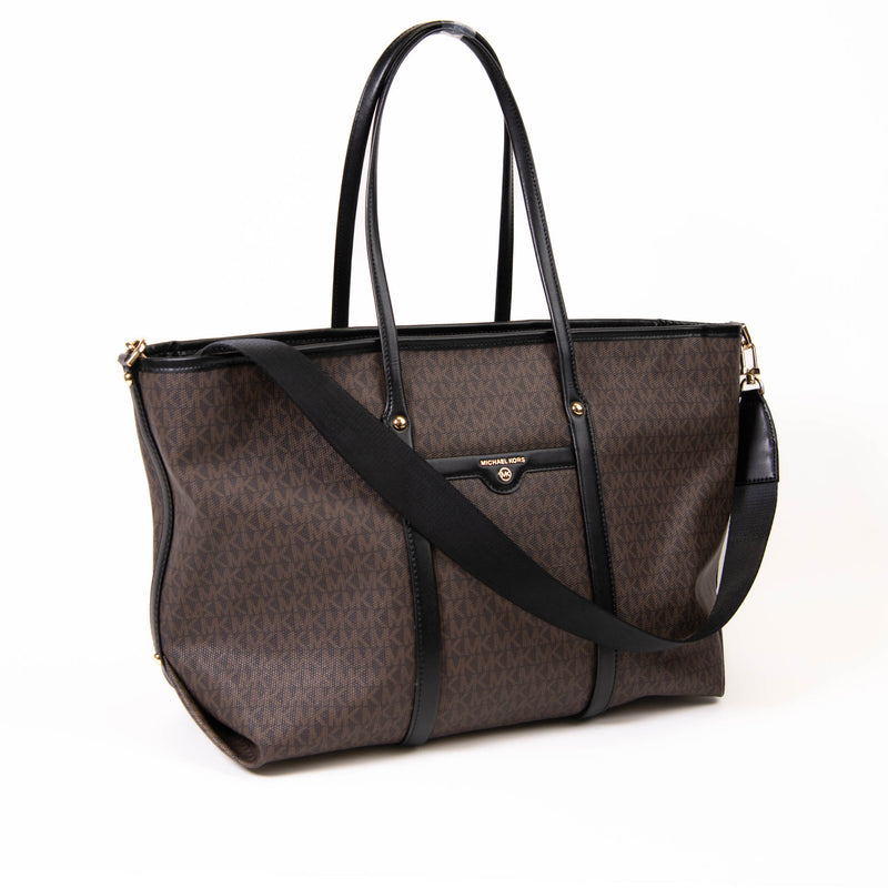 Michael Kors Brown Monogram Canvas Beck Large Tote Bag