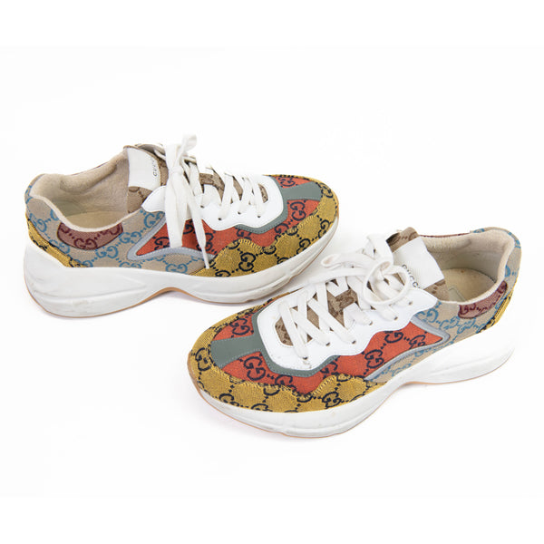 Men's Gucci  Multicolor Monogram Multicolor Rhyton Sneakers 10