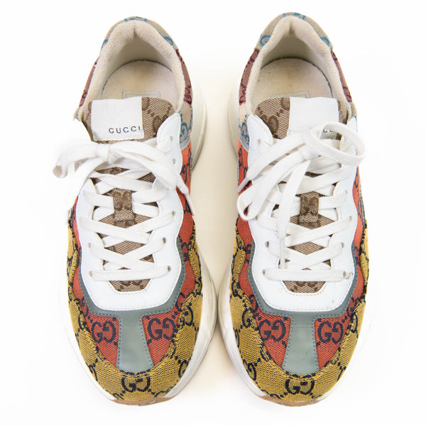 Men's Gucci  Multicolor Monogram Multicolor Rhyton Sneakers 10