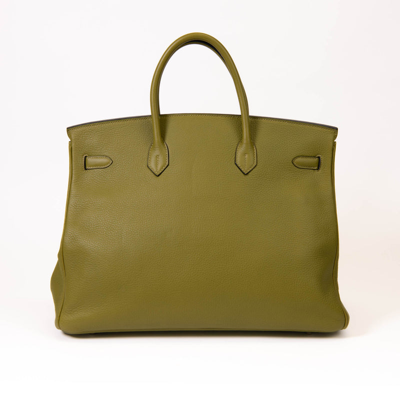 Hermes Vert Chartreuse Clemence Leather 40cm Birkin Palladium Hardware