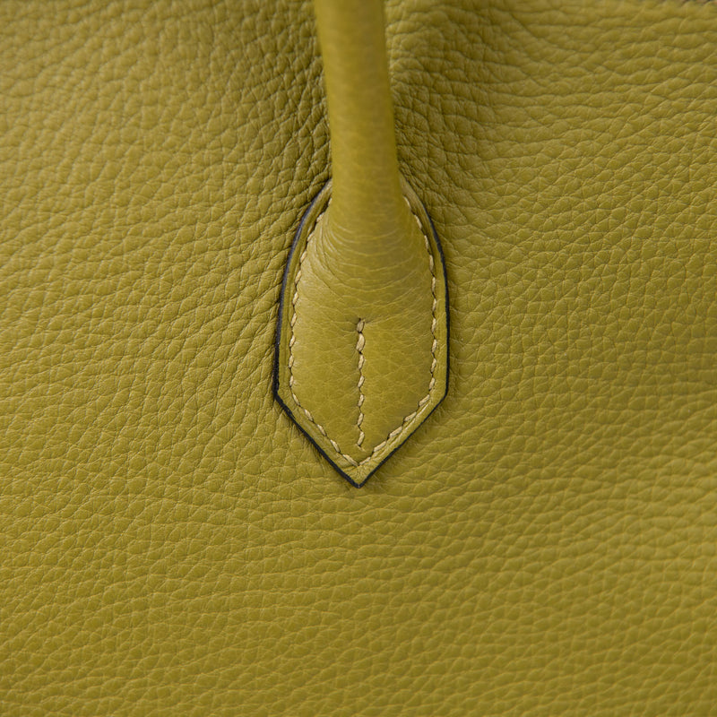 Hermes Vert Chartreuse Clemence Leather 40cm Birkin Palladium Hardware