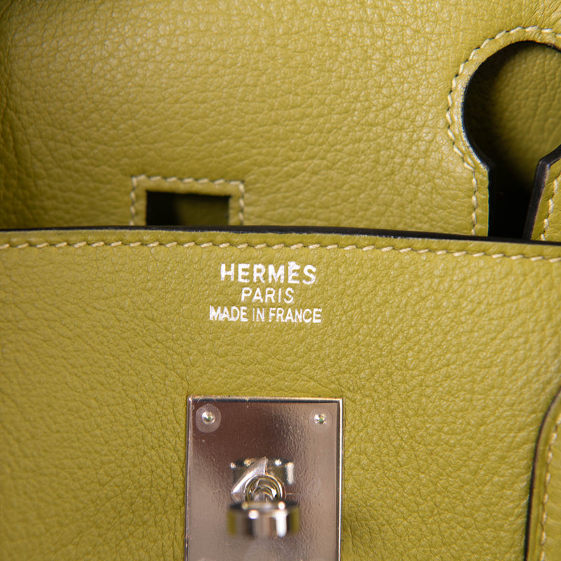 Hermes Vert Chartreuse Clemence Leather 40cm Birkin Palladium Hardware