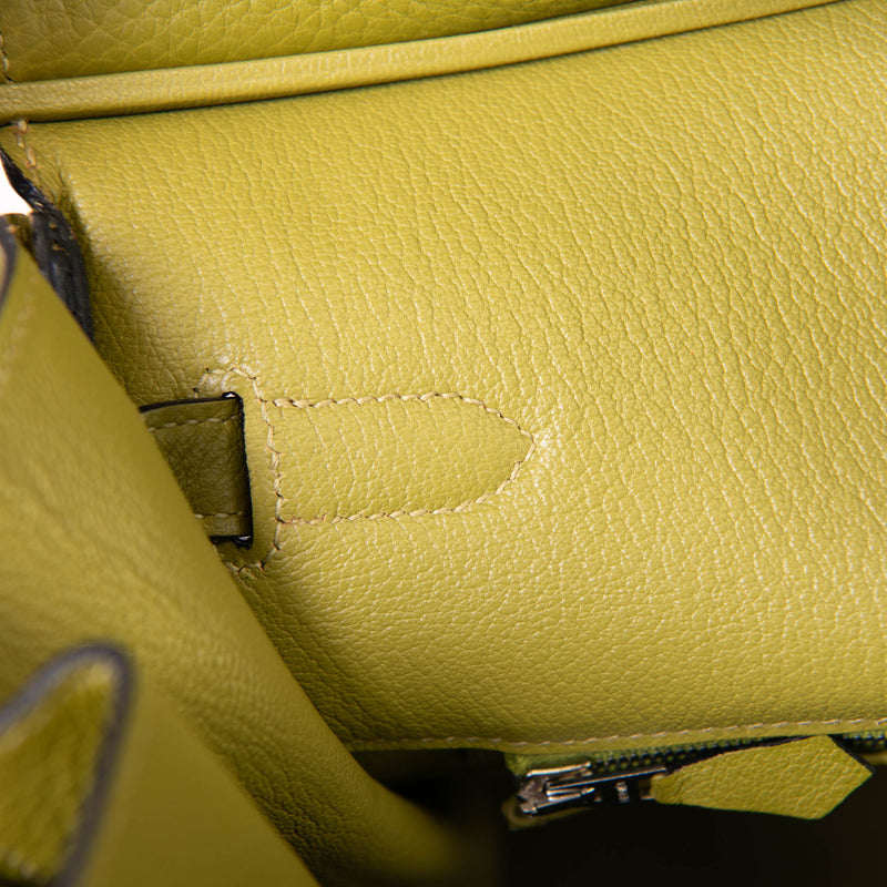 Hermes Vert Chartreuse Clemence Leather 40cm Birkin Palladium Hardware