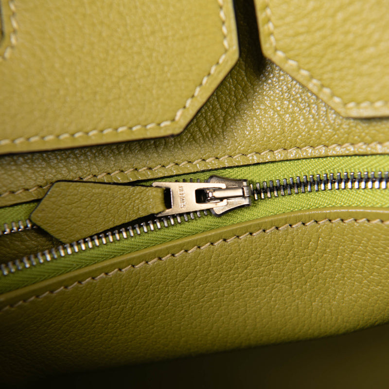 Hermes Vert Chartreuse Clemence Leather 40cm Birkin Palladium Hardware